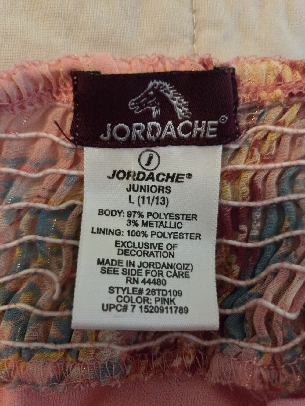 Jordache Pink Multicolor Babydoll Top - Picture 6 of 6